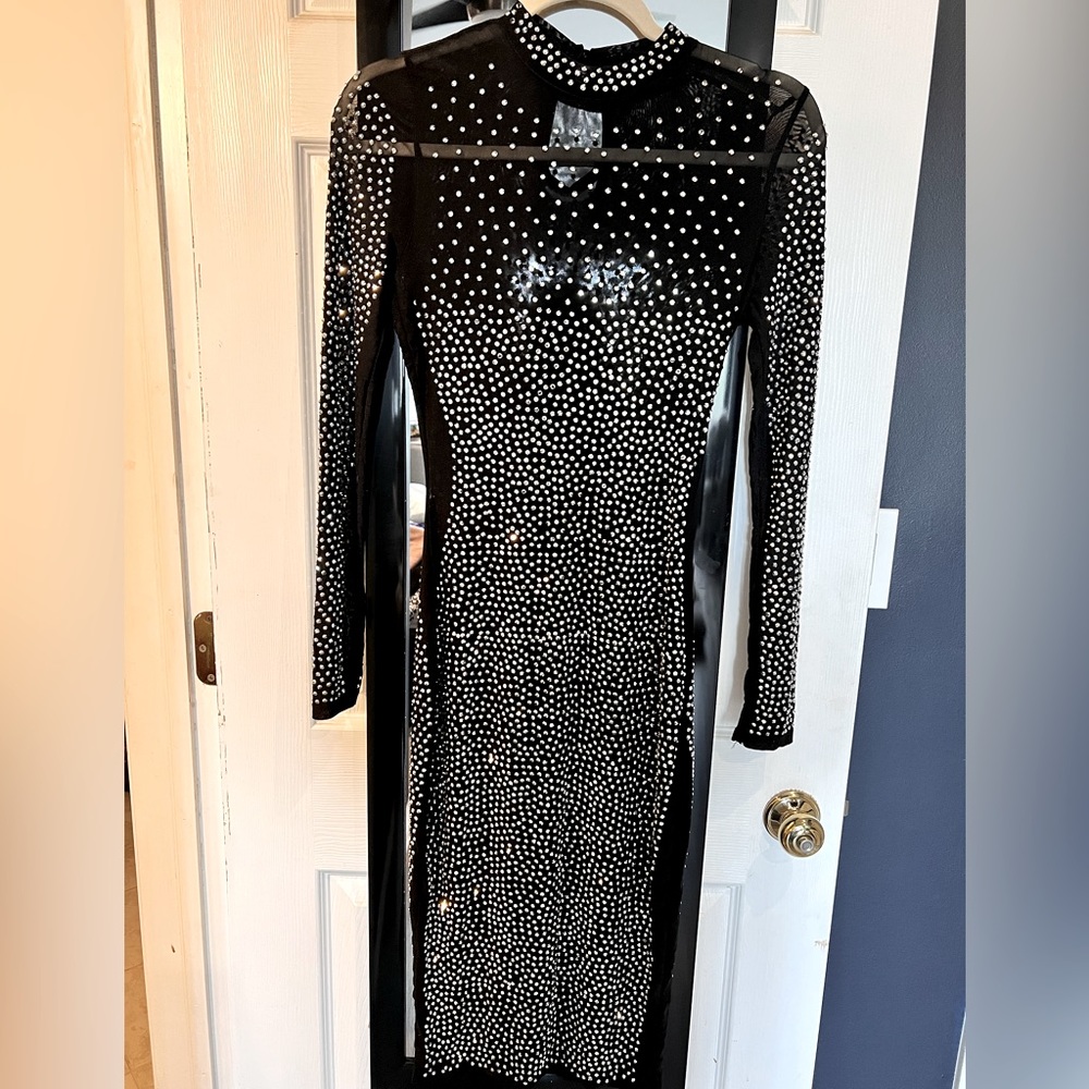 Rhinestone Black Dress
